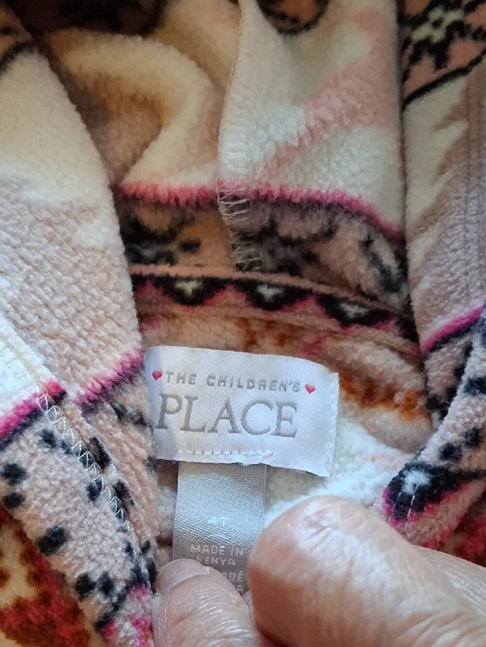 The Children's Place Cozy Pink  Patterned Fleece Jogger Set
